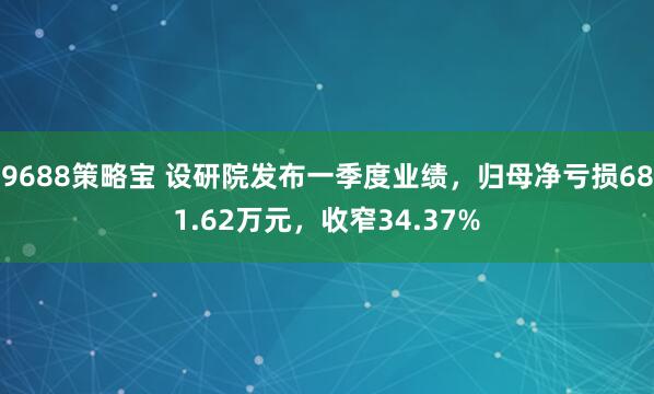 9688策略宝 设研院发布一季度业绩，归母净亏损681.62万元，收窄34.37%
