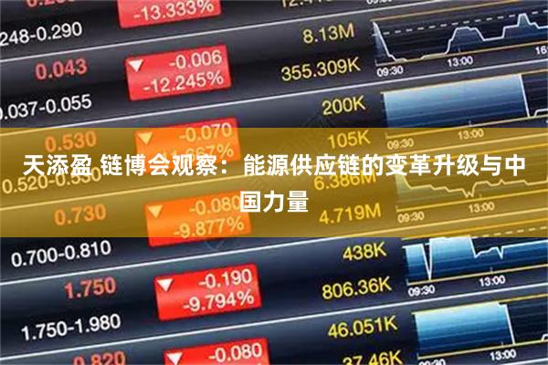 天添盈 链博会观察:能源供应链的变革升级与中国力量